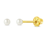 14K Gold Classic Freshwater Cultured Pearl Screw Back Earrings 2.5-3mm
