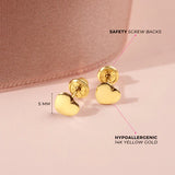 14K Gold Polished Heart Screw Back Earrings