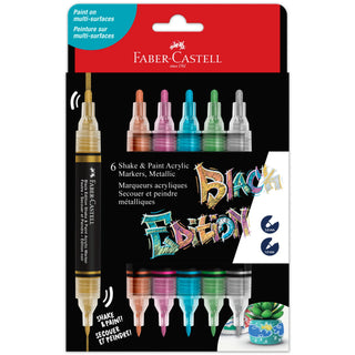Black Edition 6Pc Shake & Paint Metallic Markers