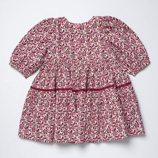 Girls Maribelle Dress - Burgundy Cimbing Floral
