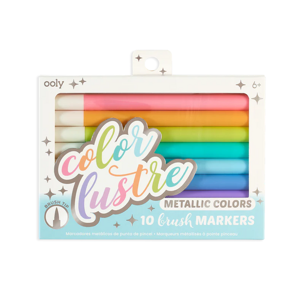 Ooly 10Pc Color Lustre Metallic Brush Markers