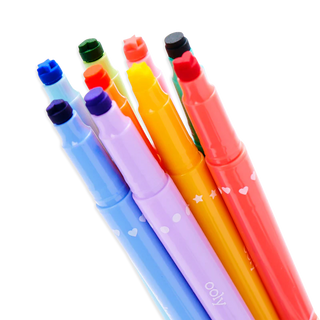 Ooly Confetti Stamp Double Ended Markers - Set of 9