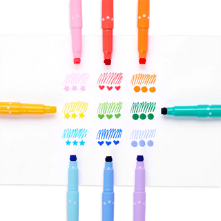 Ooly Confetti Stamp Double Ended Markers - Set of 9