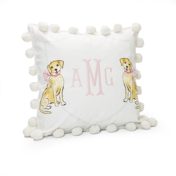 Over the Moon Gift Yellow Lab Pillow - Pink