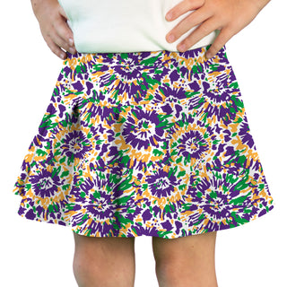 Azarhia Athleisure Tennis Skirt - Tie Dye Mardi Gras