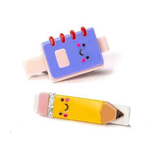 Acrylic Hair Clips - Notebook & Pencil