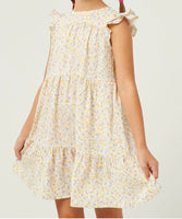 Hayden Yellow Splotch Flutter Sleeve Dress