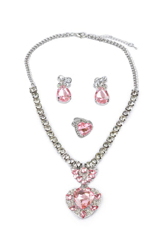 The Marilyn - Pink/Silver 4Pc Chunky Jewelry Set