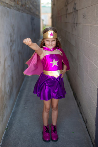 Great Pretenders Superhero Star Dress, Cape & Headpiece Costume
