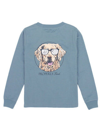 Properly Tied L/S Cool Dog Steel Blue Graphic Tee