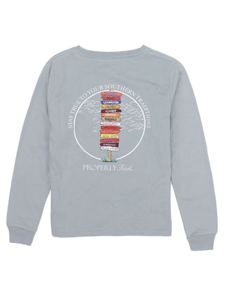 Properly Tied L/S Stay True to the South Gray Graphic Tee
