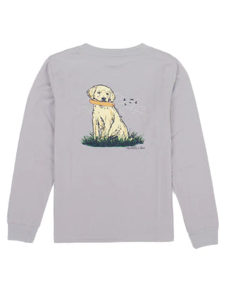 Properly Tied L/S Golden Retriever Fetch Ice Grey Graphic Tee