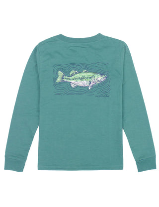 Properly Tied L/S Spotted Bass Teal Graphic Tee