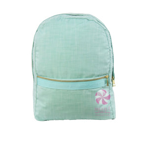 Mint Seersucker Backpack (Medium)