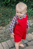 Red Cord/Christmas Plaid John John Short w/ Tab