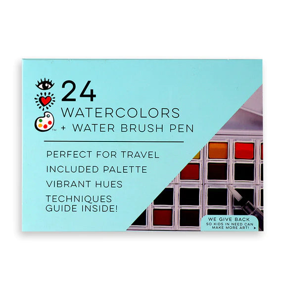 24  Watercolors + Water Brush Pen