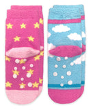 Unicorn and Rainbow Fuzzy Non-Skid Slipper Socks 2 Pair Pack