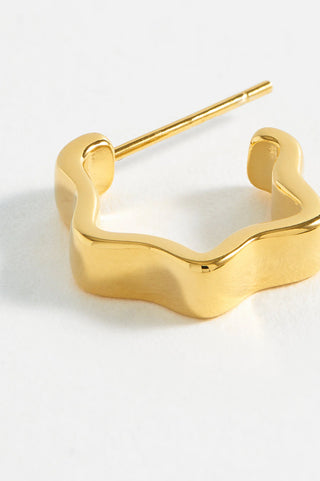 Estella Bartlett Gold-Plated Earrings - Flat Wave Hoops