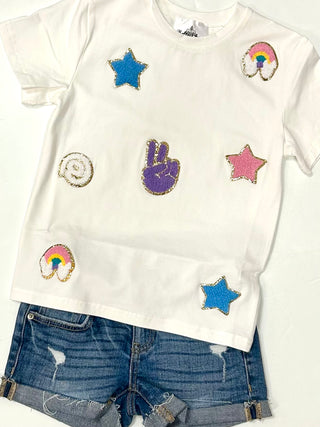 Belle Cher Chenille Peace & Love Tee