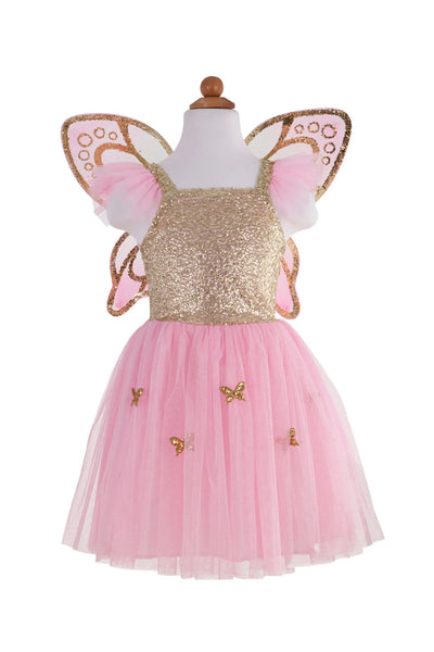 5/7 Great Pretenders Gold Butterfly Dress with Fairy Wings Costume