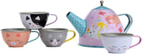Jewelkeeper 15Pc Cat Tin Tea Set
