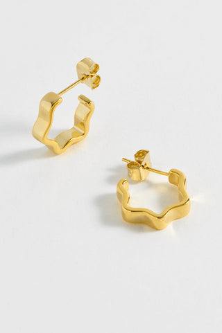 Estella Bartlett Gold-Plated Earrings - Flat Wave Hoops