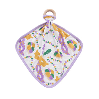 Southern Sleepies Mardi Gras Bamboo Lovey w/ Wooden Ring