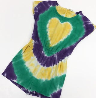 Erge Tie Dye Heart Mardi Gras Romper