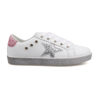 Mia Star Lace Sneaker White Glitter Pink/Silver