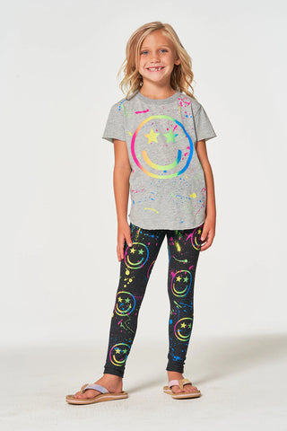 Chaser Girl Vintage Grey S/S Happy Face Tee