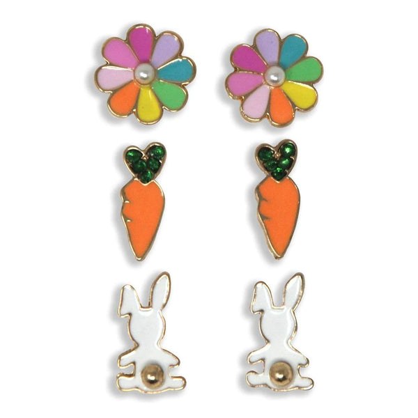 Pink Poppy 3Pk Bunny Garden Earring Set