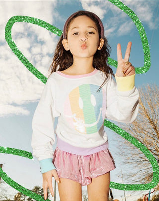 Queen of Sparkles Rainbow Smiley Face Sweatshirt