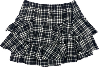 Ruffled Tiered Skort - Black & White Plaid