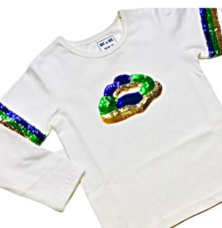 Mardi Gras Long Sleeved Sequin King Cake Tee