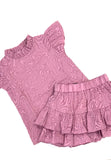 Little Olin 2Pc Textured Top and Tiered Skirt Set