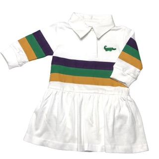 White Mardi Gras Rugby Drop Waist Dress