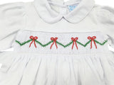 Gingham Goose White Smocked Bow Garland Dress