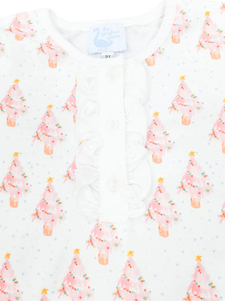 Watercolor Pink Christmas Tree 2Pc Pajama Set