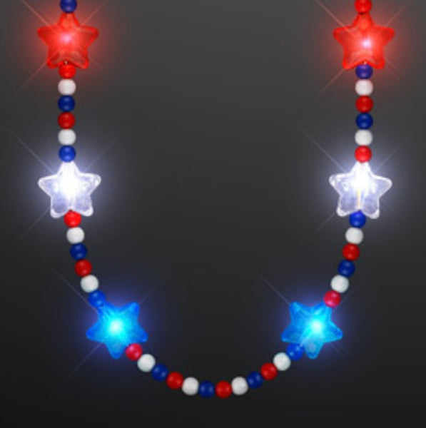 Red White & Blue Star Lights Necklace