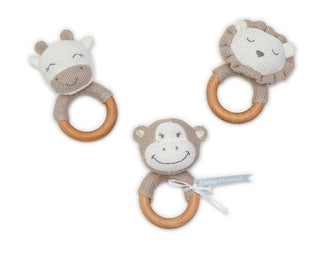Knitted Rattle with Wooden Grip (Assorted)