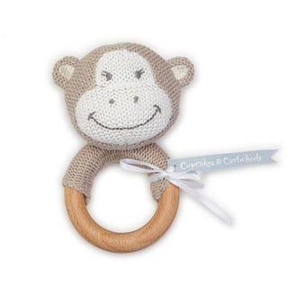 Knitted Rattle with Wooden Grip (Assorted)