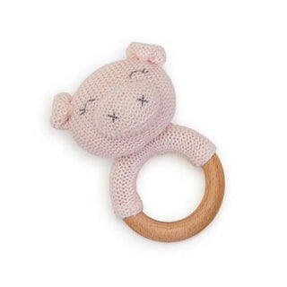 Knitted Rattle with Wooden Grip (Assorted)