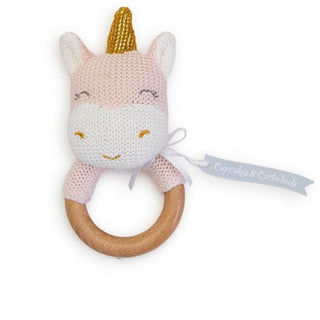 Knitted Rattle with Wooden Grip (Assorted)