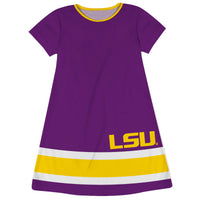 LSU Tigers Purple Short Sleeve A Line Dress 3 - High Quality Apparels - Vive La Fete LSU Tigers Purple Short Sleeve A Line Dress 3 - High Quality Apparels - Vive La Fete