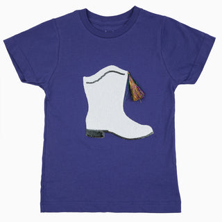 Azarhia Mardi Gras S/S Purple Sequin Boot Tassel Shirt