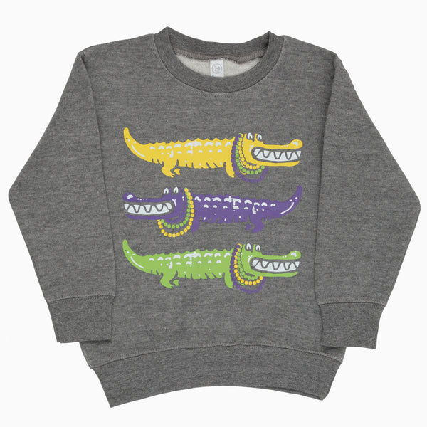 Azarhia Mardi Gras Grey Alligator Sweatshirt