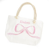 Over the Moon Gift Watercolor Bow Canvas Tote - Pink