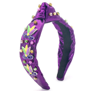 Poppyland Knotted Headband  - Mardi Gras Mask