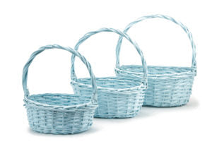 Twisted Rim Painted Willow Easter Baskets - Blue Oval