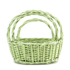 Twisted Rim Painted Willow Easter Basket - Green